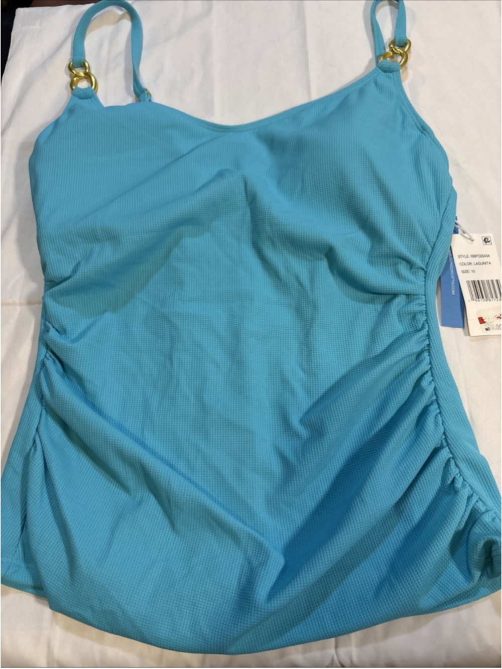 Bleu Rod Beattie Lagunita Pique Ole Scoop Neck Underwire Tankini Top Size 10